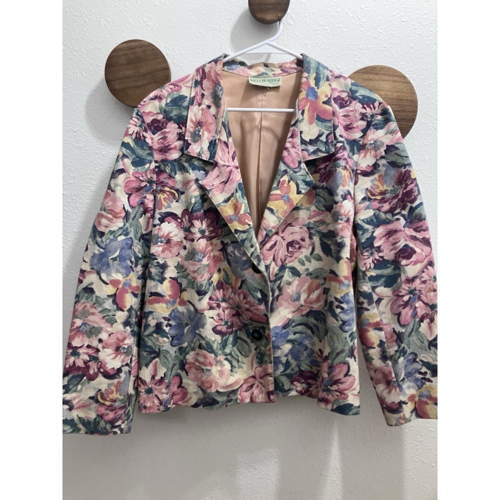 Willow Ridge Vintage Blazer Jacket Womens 16W Two Button Front Floral